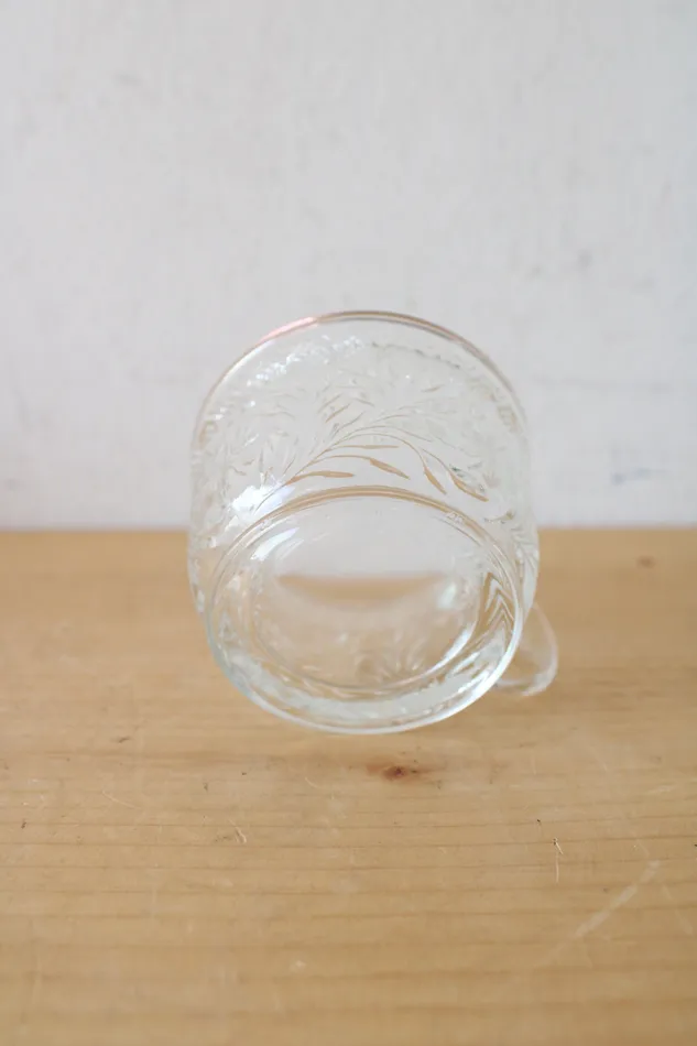 Smith Glass Floral Diamond Patterned Clear Glass Punch Bowl Mug Set Of 14 LE Smith Rings