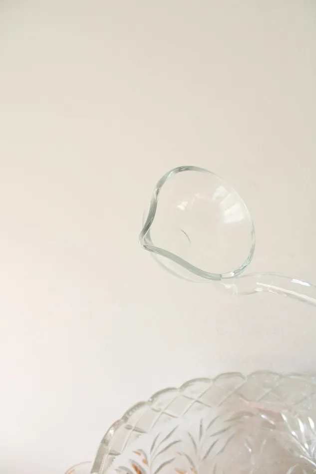 Smith Glass Floral Diamond Patterned Clear Glass Punch Bowl Mug Set Of 14 LE Smith Rings