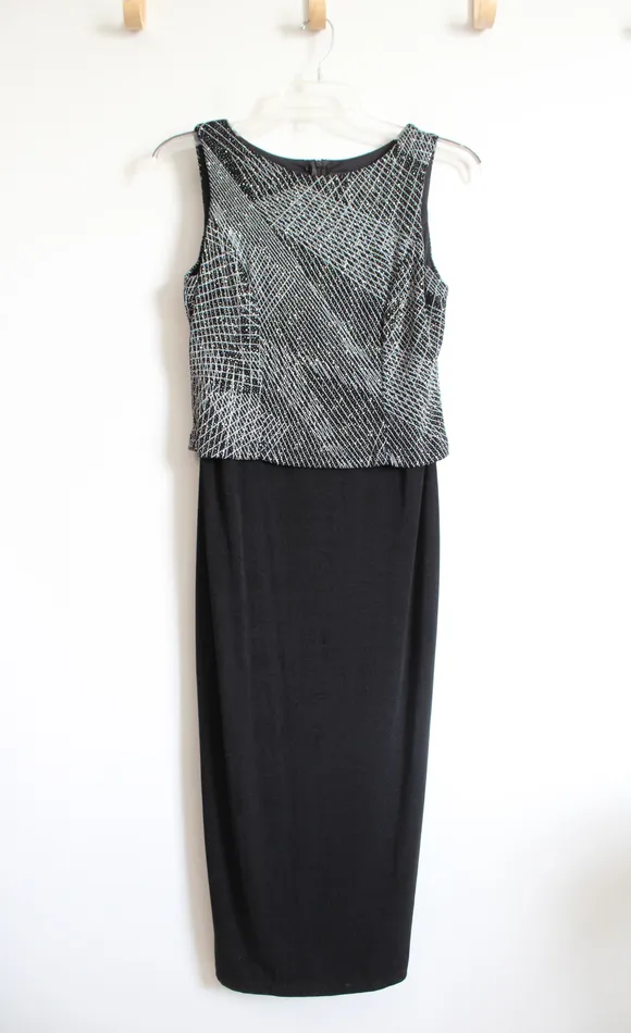 Social Circles Black Silver Shimmer Maxi Dress 10 Petite Social Circles Rings