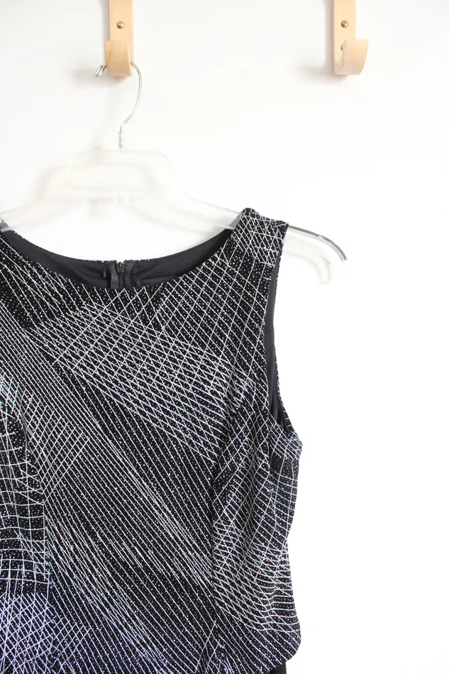 Social Circles Black Silver Shimmer Maxi Dress 10 Petite Social Circles Rings