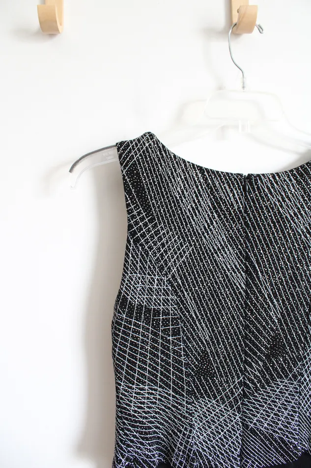 Social Circles Black Silver Shimmer Maxi Dress 10 Petite Social Circles Rings