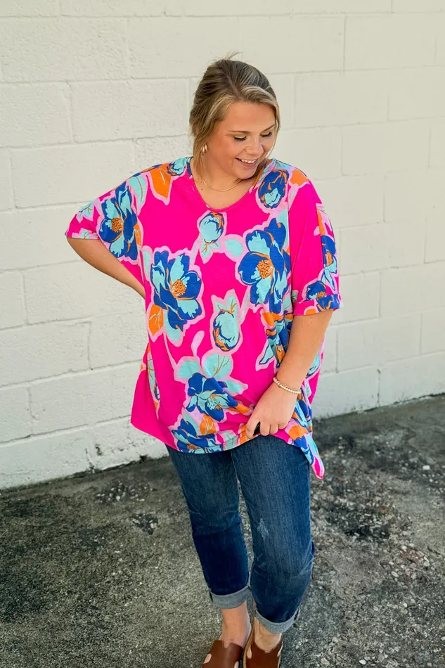 SOL Clothing Earrings Bright and Bold Floral Oversized Top
