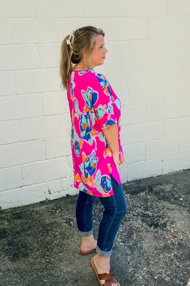 SOL Clothing Earrings Bright and Bold Floral Oversized Top
