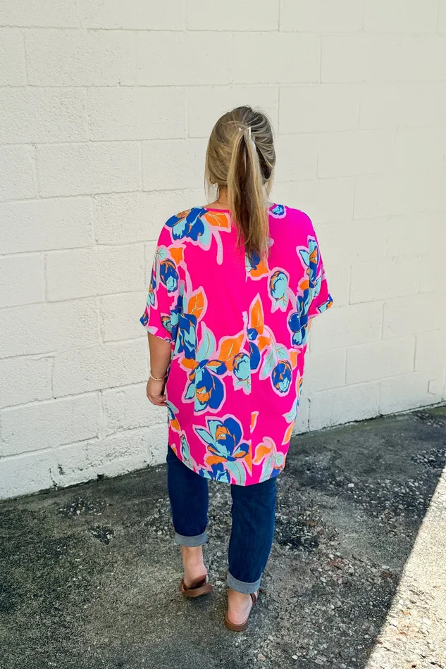 SOL Clothing Earrings Bright and Bold Floral Oversized Top