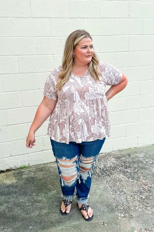 SOL Clothing Earrings RESTOCK Neutral Tropical Babydoll Top