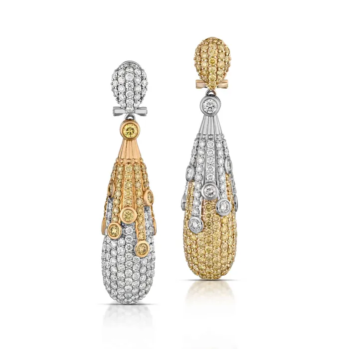 Stephen Silver Fine Jewelry Earrings 845 Carat Yellow and White Diamond Drop Earrings Stephen Silver Fine Jewelry Earrings 845 Carat Yellow and White Diamond Drop Earrings