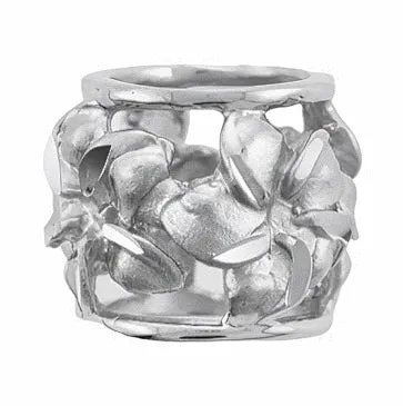 Sterling Silver Plumeria Puka Bead Island Fine Jewelry Rings