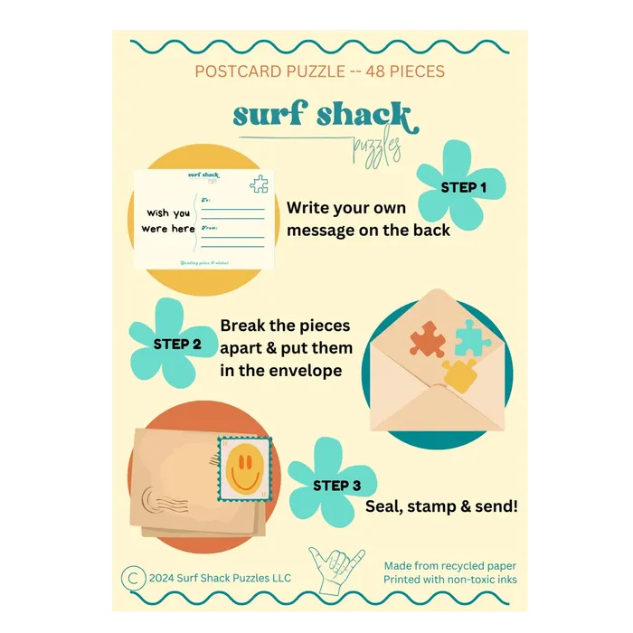 SURFSHACKPUZZLE Earrings Surf Shack Oh What Fun Puzzle Postcard 48 Pieces