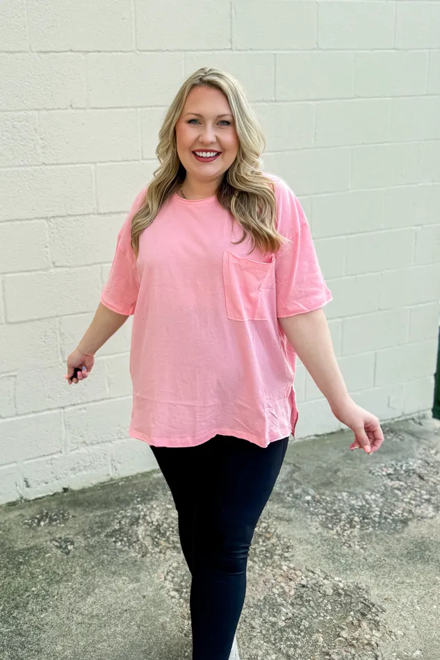 Sutton Oversized Pocket Top Pink Zenana Earrings