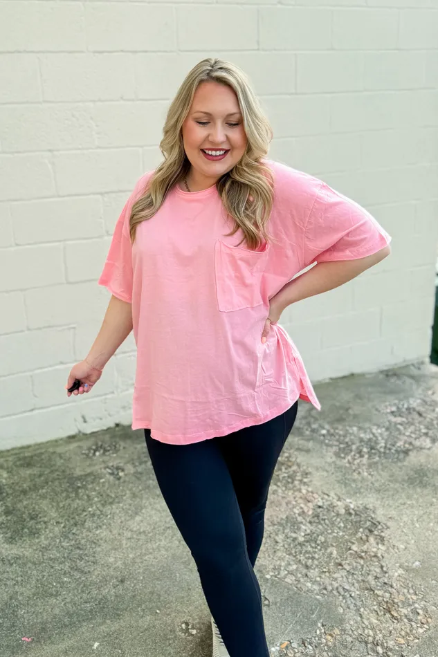 Sutton Oversized Pocket Top Pink Zenana Earrings