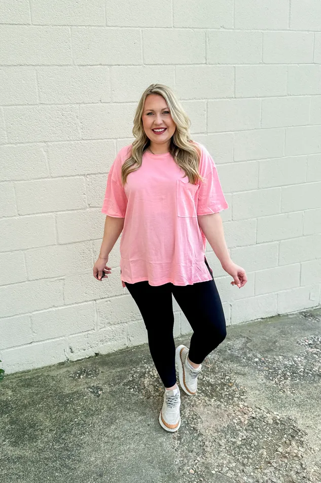 Sutton Oversized Pocket Top Pink Zenana Earrings