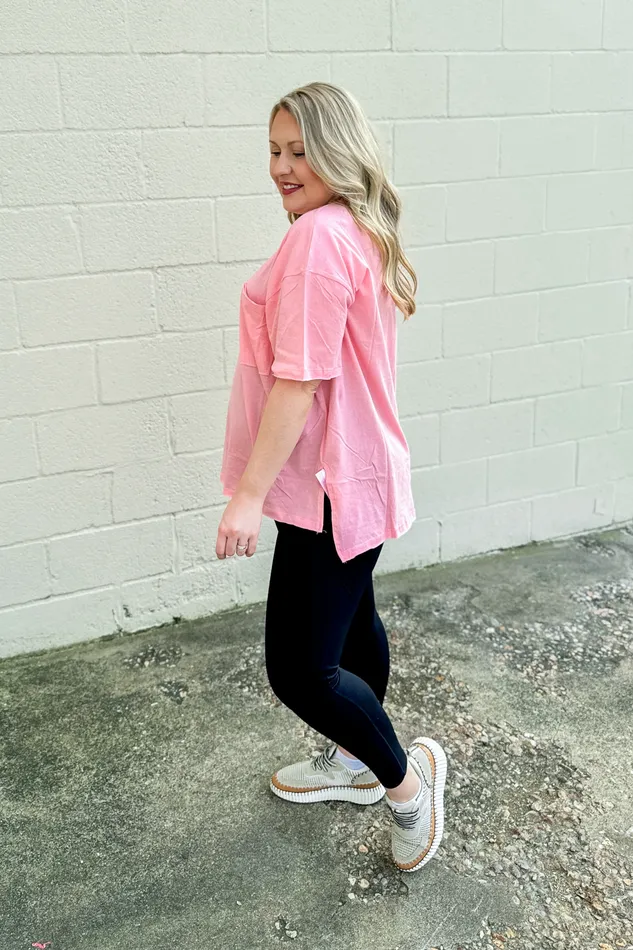 Sutton Oversized Pocket Top Pink Zenana Earrings