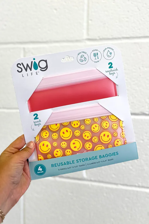 Swig Necklaces Reusable Baggies 4Pack Oh Happy Day