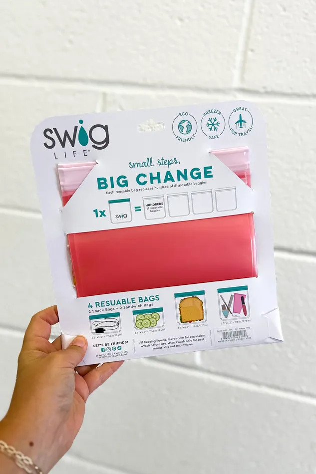 Swig Necklaces Reusable Baggies 4Pack Oh Happy Day