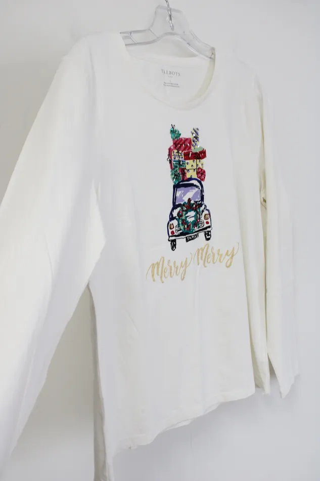 Talbots Earrings Talbots Christmas Merry Long Sleeved Shirt L