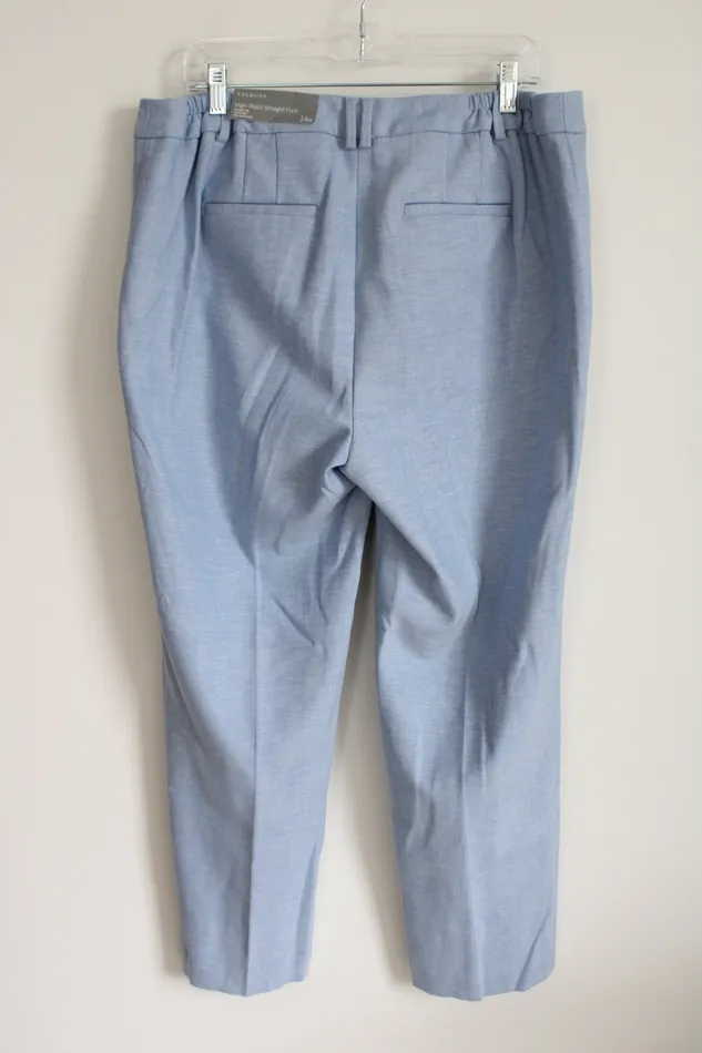Talbots Rings NEW Talbots High Waist Straight Blue Pant 14W