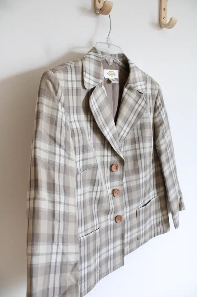Talbots Tan Plaid Blazer 4 Talbots Earrings
