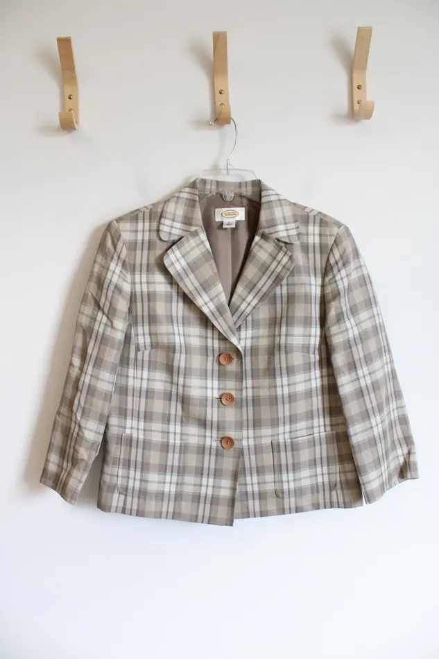 Talbots Tan Plaid Blazer 4 Talbots Earrings