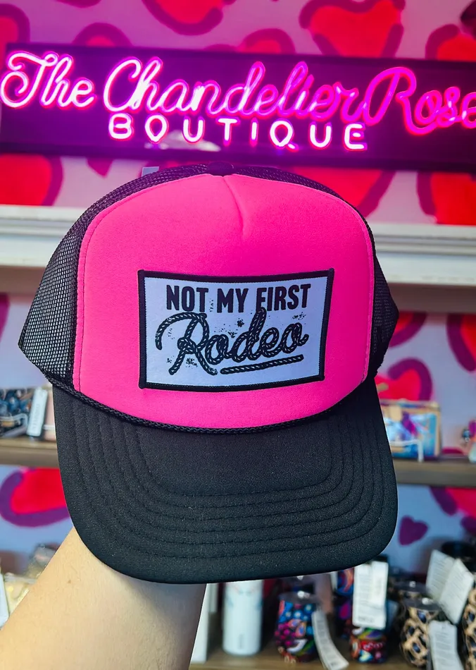 The Chandelier Rose Boutique Rings Not My First Rodeo Cap Pink Black