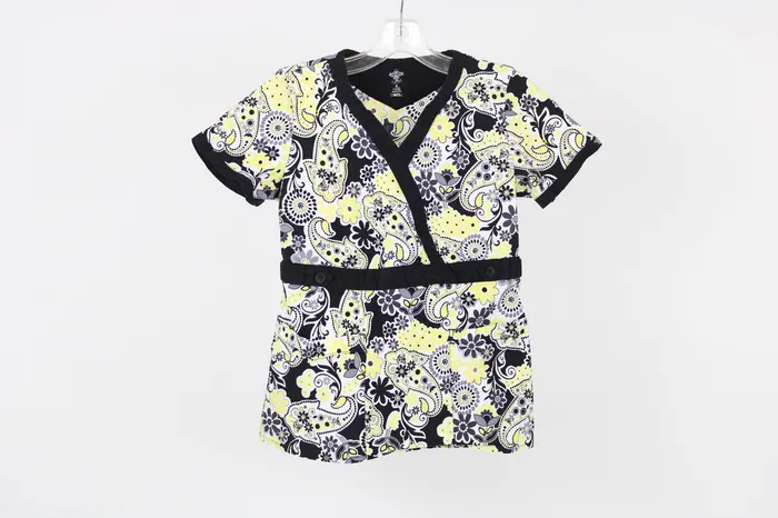 The Couture Rings The Couture Black Yellow Scrub Top S