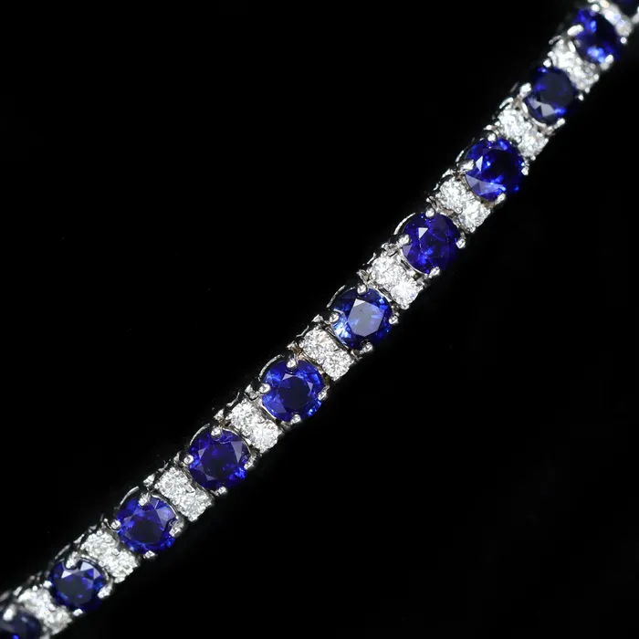 The Gem House Bracelets 14K White Gold 1140 CTW Sapphire and Diamond Bangle Bracelet The Gem House Bracelets 14K White Gold 1140 CTW Sapphire and Diamond Bangle Bracelet