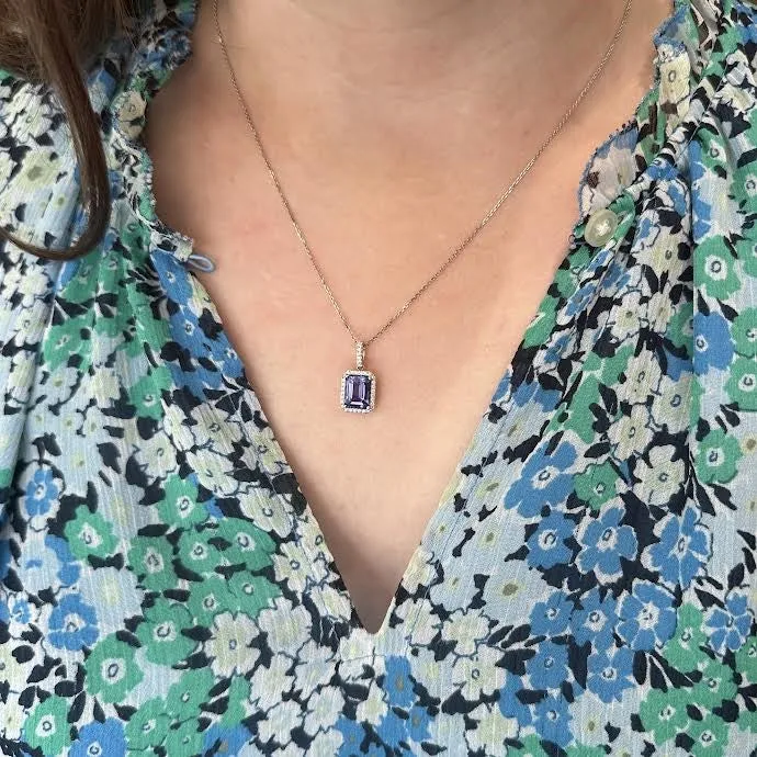 The Gem House Necklaces 14K White Gold 260 Carat Tanzanite and Diamond Pendant