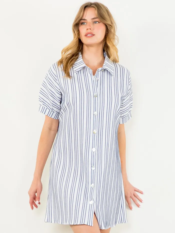 THML Earrings Bethany Button Down Dress