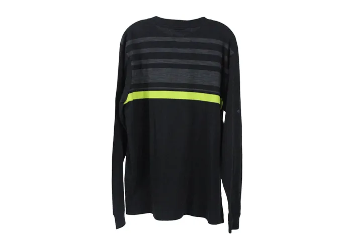 Thrilly Rings NEW Thrilly Black Green Striped Long Sleeve Shirt L