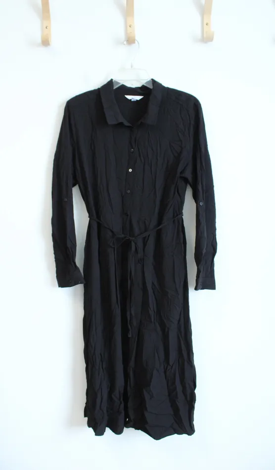 Time And Tru Black Button Down Long Sleeved Dress XL Time And Tru Necklaces