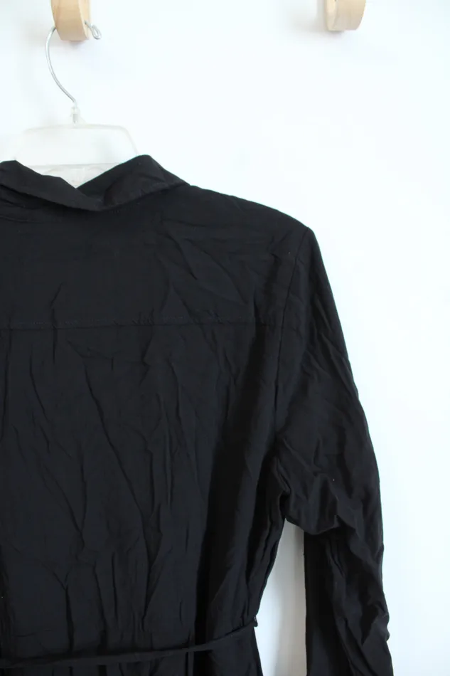 Time And Tru Black Button Down Long Sleeved Dress XL Time And Tru Necklaces