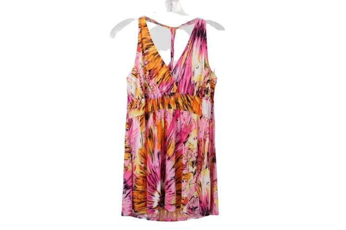 Topia Pink Orange Tank L Topia Earrings