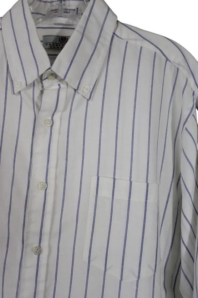 Traditional Classics Rings Traditional Classic White Blue Striped Shirt 16 12 3435