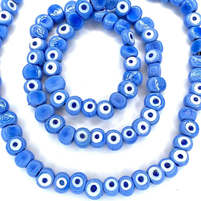 Traditional Turkish Artisan Handmade Glass Evil Eye Beads Large Hole Evil Eye Glass Beads 10 Beads per pack Peppy Beads Necklaces