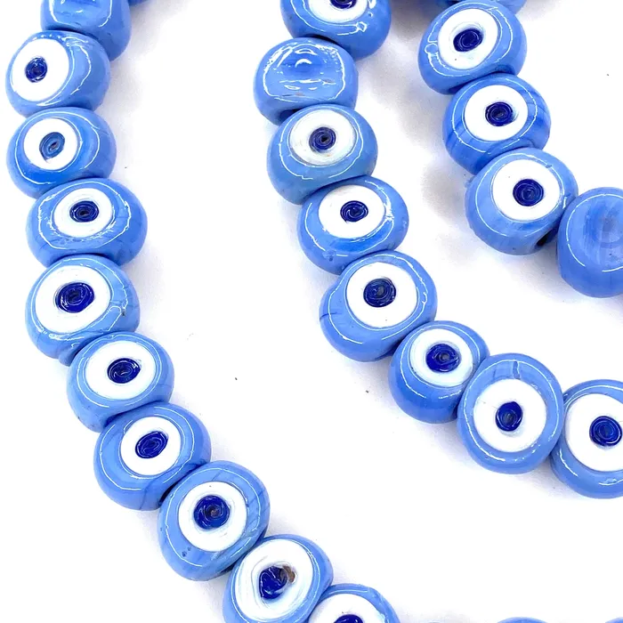 Traditional Turkish Artisan Handmade Glass Evil Eye Beads Large Hole Evil Eye Glass Beads 10 Beads per pack Peppy Beads Necklaces