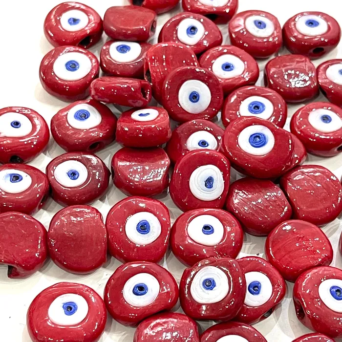 Traditional Turkish Artisan Handmade Glass Red Evil Eye Beads Large Hole Evil Eye Glass Beads 5 Beads per pack Peppy Beads Necklaces Traditional Turkish Artisan Handmade Glass Red Evil Eye Beads Large Hole Evil Eye Glass Beads 5 Beads per pack Peppy Beads Necklaces