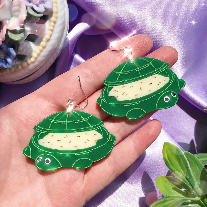 Turtle Sandbox Acrylic Earrings Keychain Pin KGF Jewelry Earrings