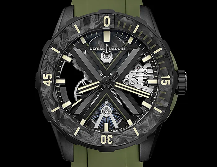 Ulysse Nardin Diver X Skeleton OPS 44mm Titanium Watch Ulysse Nardin Earrings
