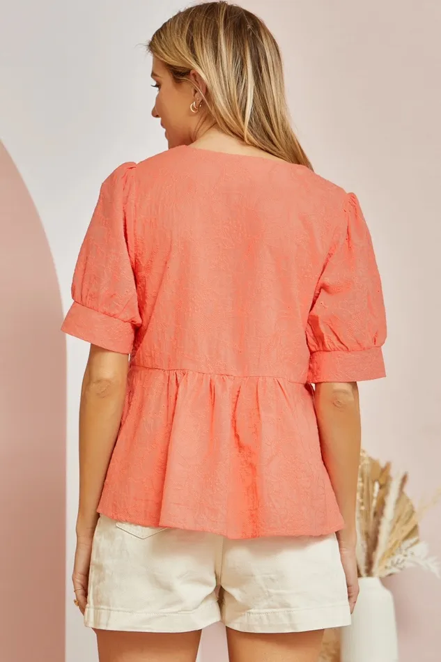 V NECKLINE FLARED STYLE BABYDOLL TOP CORAL ANDREE BY UNIT Earrings