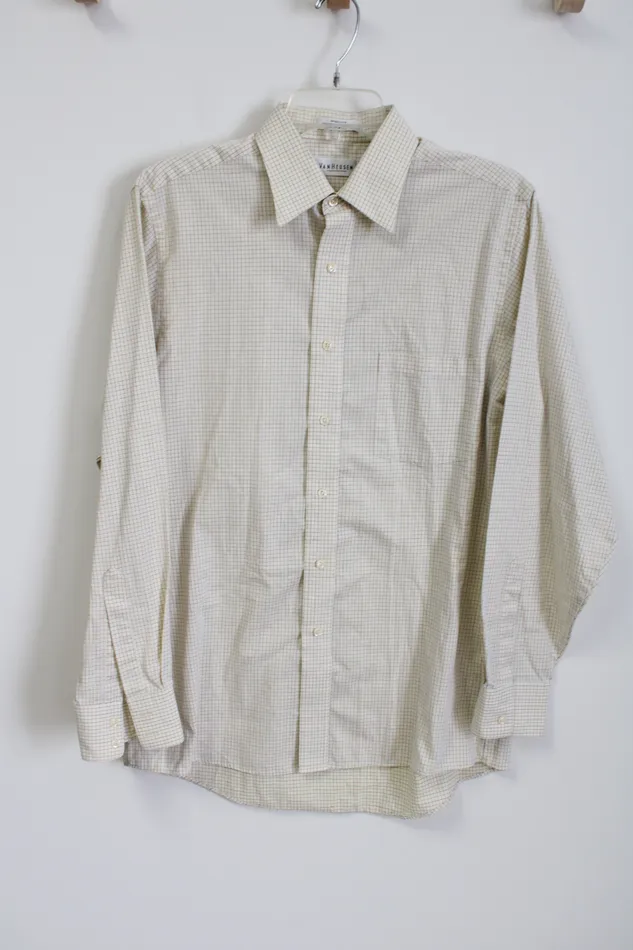 Van Heusen Earrings Van Heusen Cream Patterned Button Down Shirt 15 12 3435