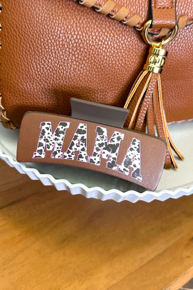 Vegan Leather Cow Print Mama Hair Clip Judson Earrings