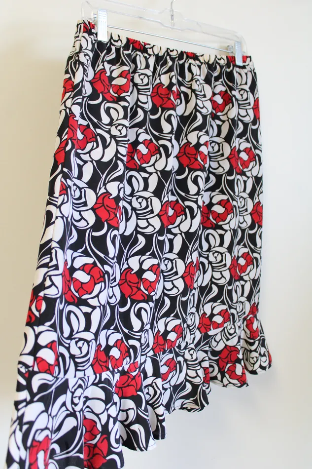Vintage Anthony Richards Black Red OffWhite Ruffle Bottom Skirt 16 Petite Anthony Richards Rings