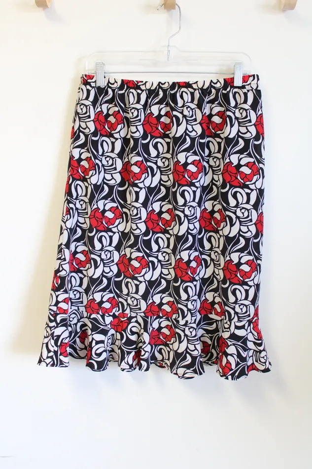 Vintage Anthony Richards Black Red OffWhite Ruffle Bottom Skirt 16 Petite Anthony Richards Rings
