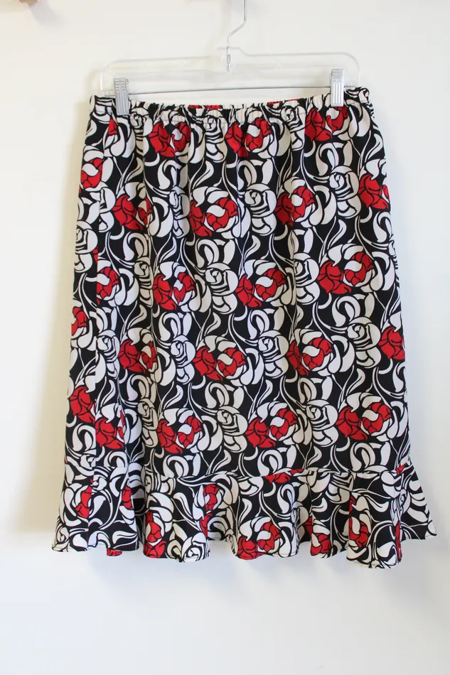 Vintage Anthony Richards Black Red OffWhite Ruffle Bottom Skirt 16 Petite Anthony Richards Rings