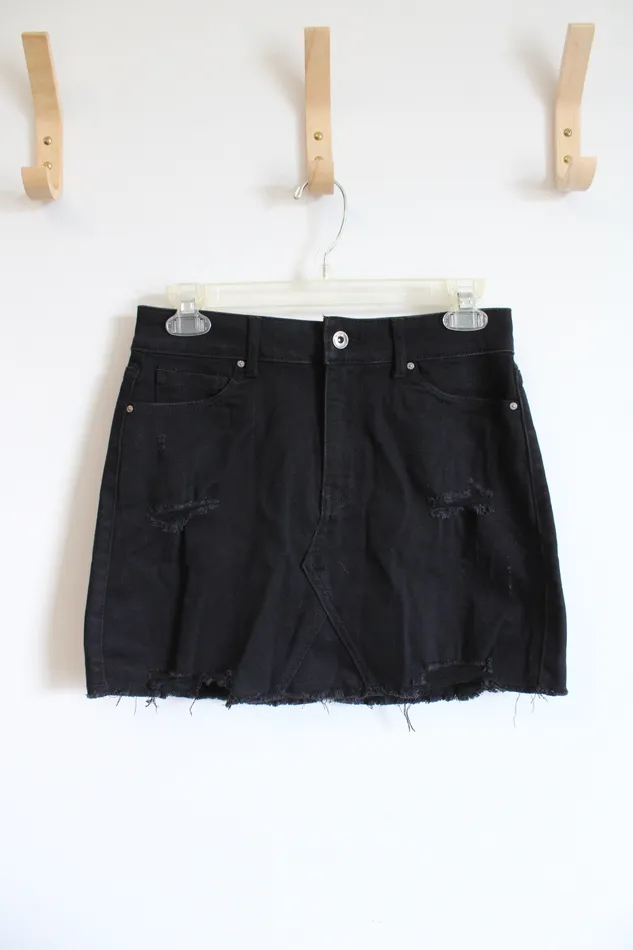 Wax Jean Rings Wax Jean Distressed Black Mini Jean Skirt S