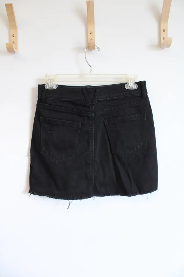 Wax Jean Rings Wax Jean Distressed Black Mini Jean Skirt S