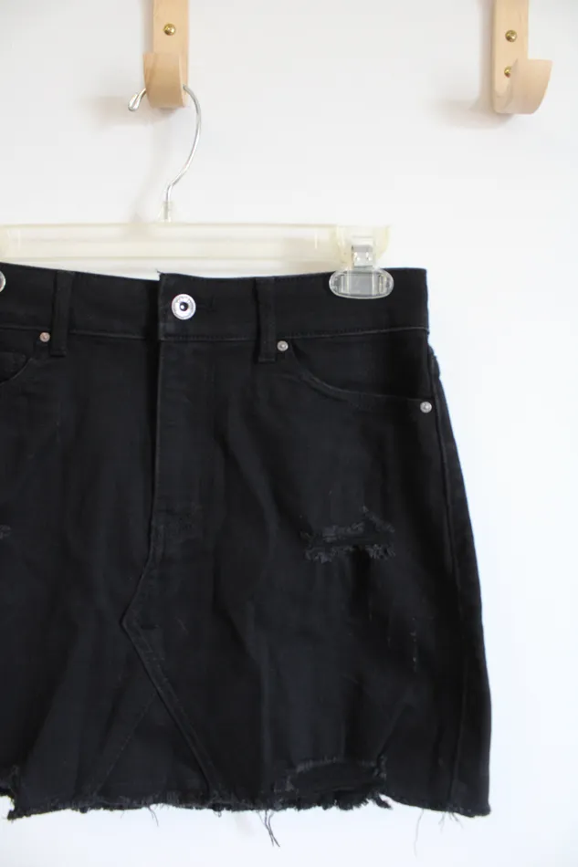 Wax Jean Rings Wax Jean Distressed Black Mini Jean Skirt S