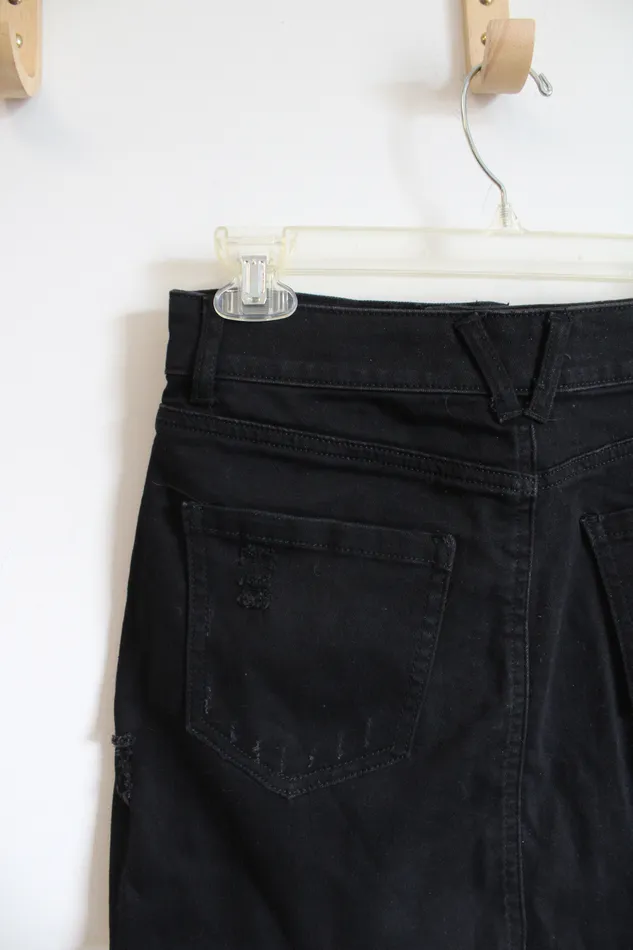 Wax Jean Rings Wax Jean Distressed Black Mini Jean Skirt S