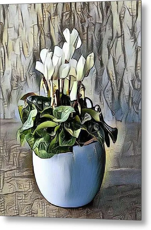 White Cyclamen Metal Print Luma Rings