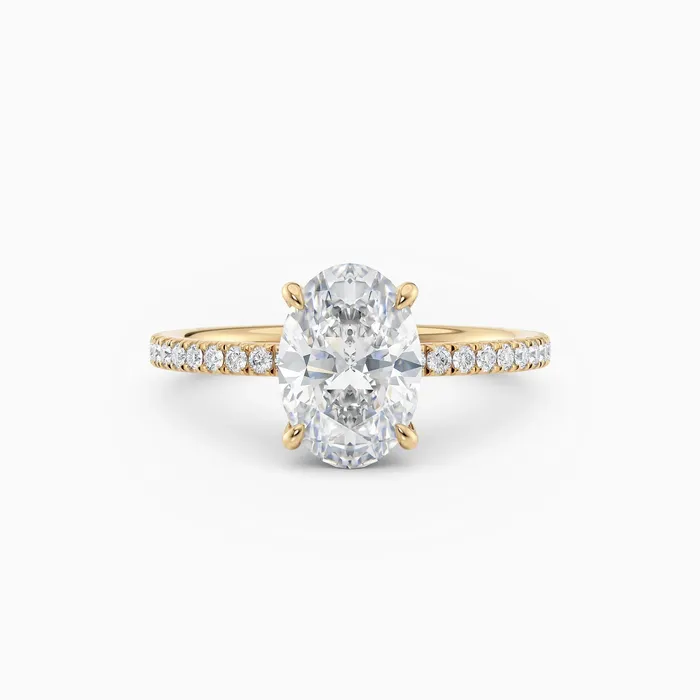Willow Oval Cut Hidden Halo Engagement Ring with Pave Band Honey Jewelry Co Rings Willow Oval Cut Hidden Halo Engagement Ring with Pave Band Honey Jewelry Co Rings