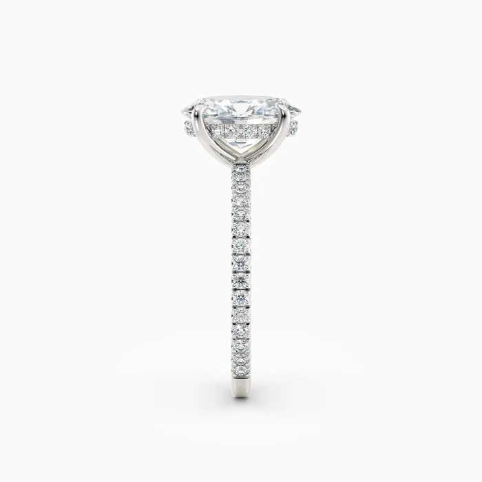 Willow Oval Cut Hidden Halo Engagement Ring with Pave Band Honey Jewelry Co Rings
